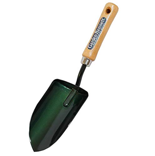 Garden Helper Large Garden Trowel Hand Tool, Hand Shovel for Planting and Transplanting, Heavy Duty Japanese Steel Blade, Wood Handle, Made in Japan - style: Wide Trowel
