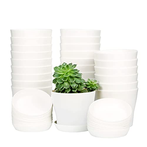 TDHDIKE 10 Pcs Plastic Planters Indoor Flower Plant Pots (White25) - color: White25