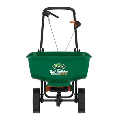 Scotts Turf Builder EdgeGuard DLX Broadcast Spreader for Seed, Fertilizer, Salt, Ice Melt, Holds up to 15,000 sq.ft. Product, Green - style: Deluxe