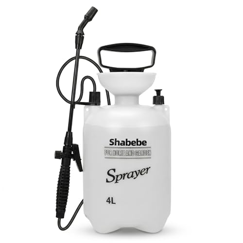 1 Gallon Pump Sprayer for Lawn & Garden – Heavy-Duty Hand Pressure Sprayer with 16” Long Wand, 4 Nozzles, Adjustable Spray, Leak-Resistant Garden Sprayer for Rock Mulch Stabilizer