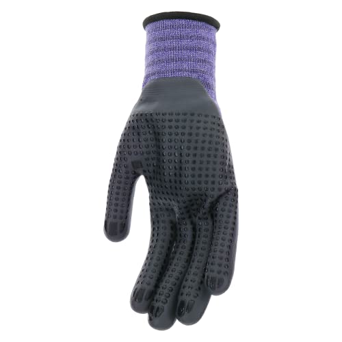 Mud Grip Women's Nylon Seamless Knit Shell Water Resistant Dotted Nitrile Palm Gardening Gloves - color: Violet, size: Medium/Large (Pack of 1)
