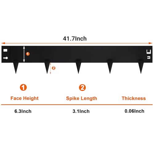 6 Pack Metal Edging for Landscaping, 41" L × 9" H Garden Edging - color: Black, size: 9.4 Inch