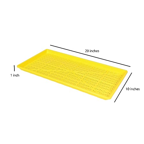 SUNPACK 10" x 20" Heavy Duty Mesh Plastic Seed Starting Tray, Yellow, 1" - Ensures Water Drainage and Aeration, Perfect for Greenhouses or Indoor Gardening - color: Yellow