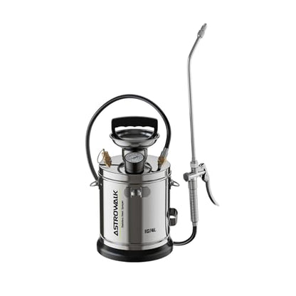 1 Gallon Pump Sprayer, Heavy Duty Stainless Steel Garden Sprayer with 14" All-Steel Wand & 4FT Reinforced Hose for Lawn Care, Weed Control & Pest Control, Includes Viton & EPDM Seals, Gloves - size: 1G/4L