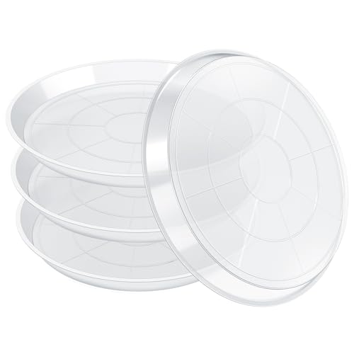FUIJOL 4 Pack Clear Plant Saucer, Durable Plant Drip Trays Saucers for Pots, No Holes Water Catcher Trays for Indoor Outdoor Planter, Sturdy Base Plate (18", Clear) - size: 18"-4Pack