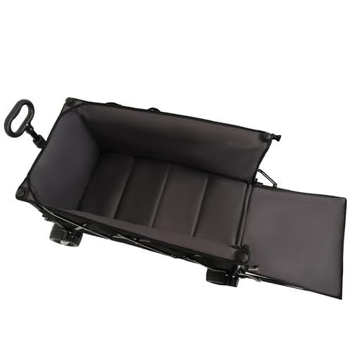GDFStudio Foldable Wagon Cart with Extended Tailgate, Extra Long Extender Cart, Utility Cart for Camping Beach Sports Garden, All-Terrain Beach Wheels, 480 lbs Capacity, Black+Gray - color: Black+gray With Tailgate