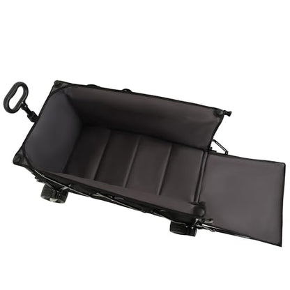 GDFStudio Foldable Wagon Cart with Extended Tailgate, Extra Long Extender Cart, Utility Cart for Camping Beach Sports Garden, All-Terrain Beach Wheels, 480 lbs Capacity, Black+Gray - color: Black+gray With Tailgate