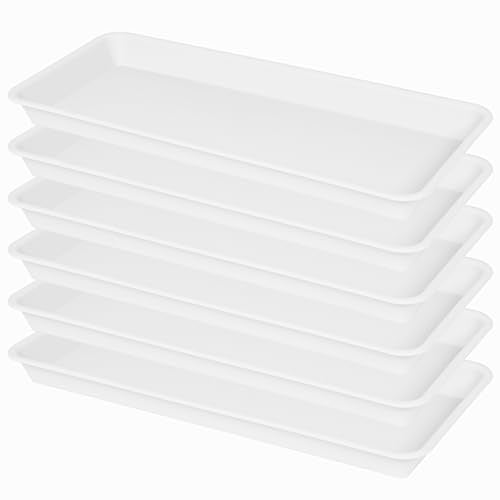 VUWEZ 6 Pack Plastic Plant Tray Saucer, Rectangular, Indoors Outdoor, Water Drip Tray for Flower Pot Planter, Windowsill (6 X 11 Inch, White) - color: Cream White, size: 11'' x 6'' x 1.0'' (6 pack)