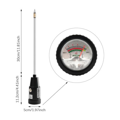 Soil pH Meter 3-in-1, Soil Moisture Meter with Light Tester for Gardening, Soil pH Tester for Plants No Battery Required, Moisture Light for Indoor Outdoor Potted Plants Lawn Farm