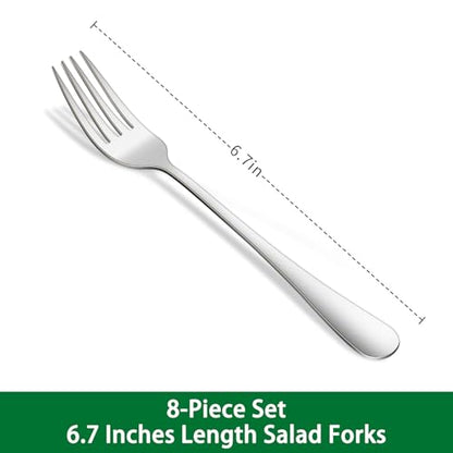 DEHOV 6.7 Inch Stainless Steel Silverware Dessert & Salad Forks Set of 8 - color: Silver112