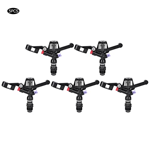 Haofy Impact Sprinkler, 5PCS Garden Impulse Sprinkler, 3/4in DN20 Male Thread, Black