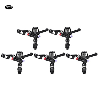 Haofy Impact Sprinkler, 5PCS Garden Impulse Sprinkler, 3/4in DN20 Male Thread, Black