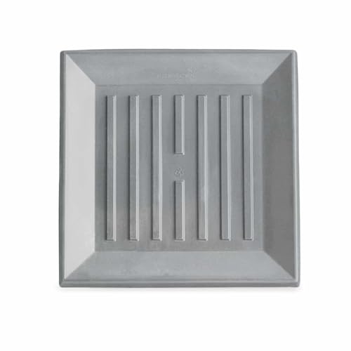 Crescent Garden Universal Square Plant Saucer, Durable Plant Tray for Square Planter, Heavy-Duty Plastic Drainage Dish, Indoor/Outdoor Modern Pot Saucer - 11'' inner x 14.5" outer (Weathered Concrete) - color: Weathered Concrete, size: 11" (Inner)