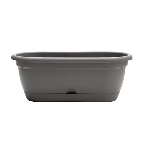 Bloem: Lucca Self Watering Window Box Planter: 18" - Charcoal Gray - Durable Long Lasting Plastic Pot, Indoor Outdoor Use, Gardening, 2.5 Gal Capacity - color: Charcoal