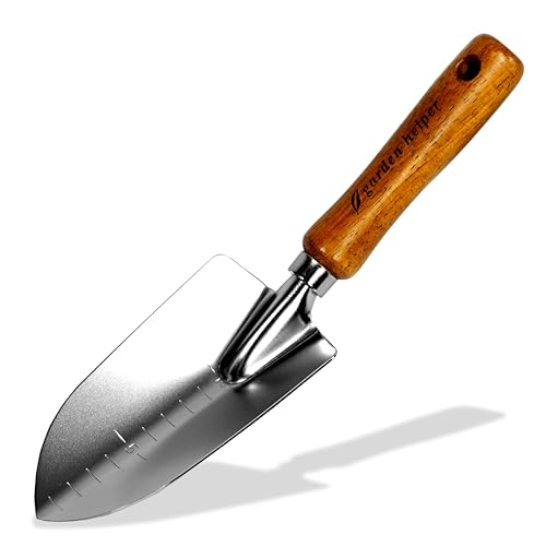 Japanese Garden Trowel Heavy Duty Japanese Steel with Wood Handle, Garden Transplanter Tool for Digging, Scooping, Transplanting, Made in Japan, Large Silver - color: Brown Trowel Large