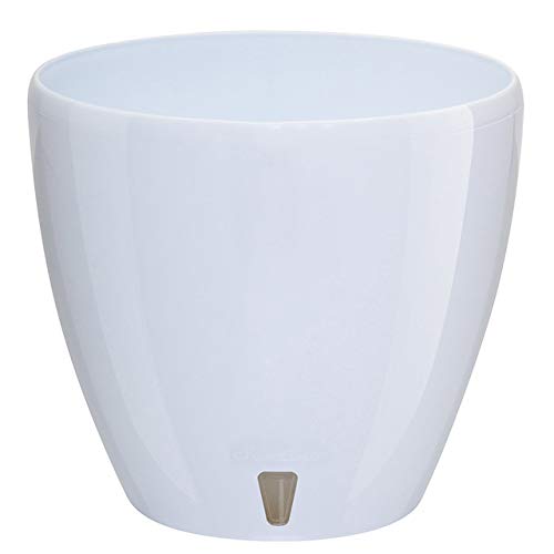 Gardenera 7.9" Deco Self Watering Pots for Indoor Plants in White - Decorative Flower Pot with Water Level Indicator and Drainage Cartridge for All House Plants, Flowers, Herbs and Succulents - color: White, size: 7.9 Inch