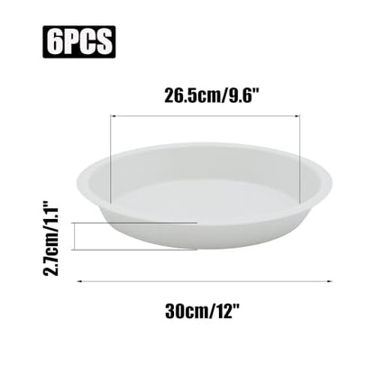 6 Pack 12 Inch White Plant Saucers Plastic Drip Trays for Pots - color: White, size: 12 Inch