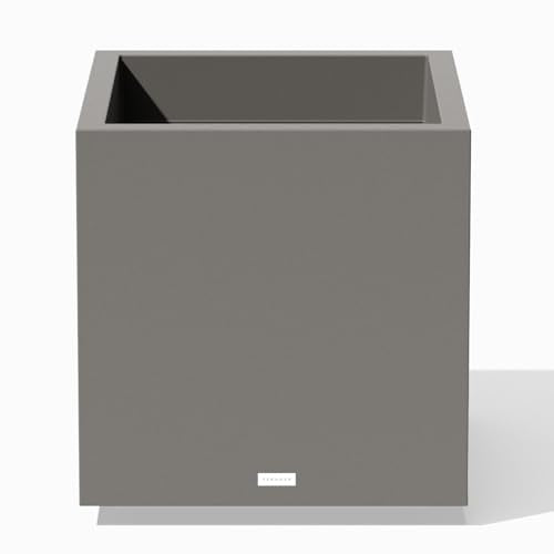 Veradek Block Series Cube Planter - Square Outdoor Planter - color: Gray, size: Medium