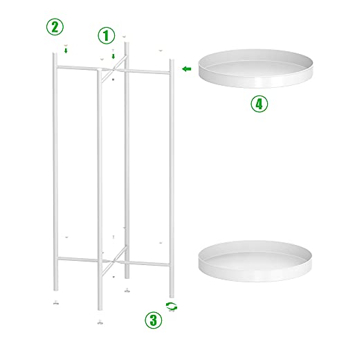 2 Tier Plant Stand Indoor Outdoor - 10.5in Width 24in Tall Flower Pot Rack - color: White