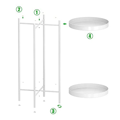2 Tier Plant Stand Indoor Outdoor - 10.5in Width 24in Tall Flower Pot Rack - color: White