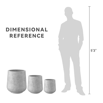 Kante Set of 3 Pale Gray Concrete Curved Round Planters for Modern Home - color: Gray Concrete, size: Set of 3: 15.3" + 11.6" + 8.2" D