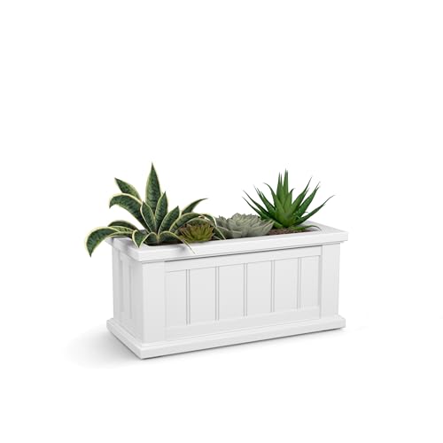 Mayne Cape Cod 24in Self-Watering Rectangular Planter, White - color: White, size: 24in x 11in