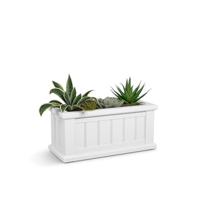 Mayne Cape Cod 24in Self-Watering Rectangular Planter, White - color: White, size: 24in x 11in