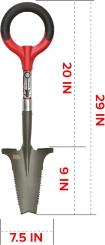 Root Slayer 22411 Mini Digger Garden Shovel, Serrated Blade, Red - color: Red, size: Small