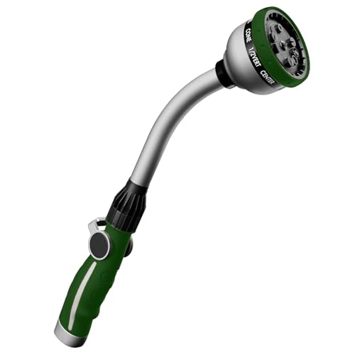 RESTMO Watering Wand Heavy Duty, 15-Inch Long Hose Nozzle Sprayer - color: Green