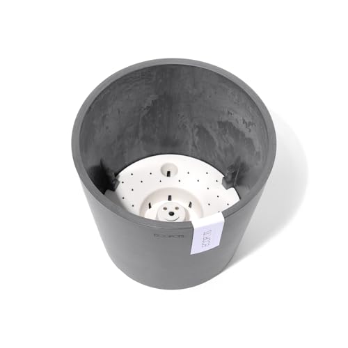 Ecopots Amsterdam Round Planter with Water Reservoir, Grey, 12" - color: Gray, size: 12 inches