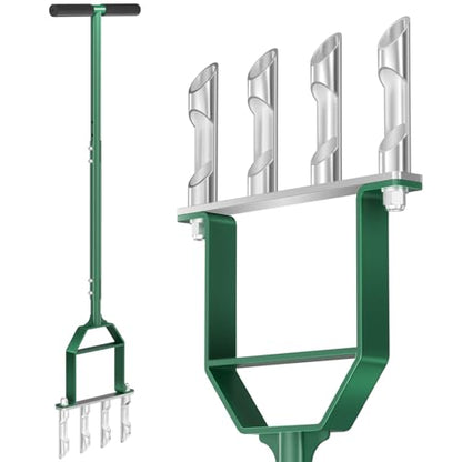 Suntee Lawn Aerator Tool, Green Manual Core Aerator for Lawn Care