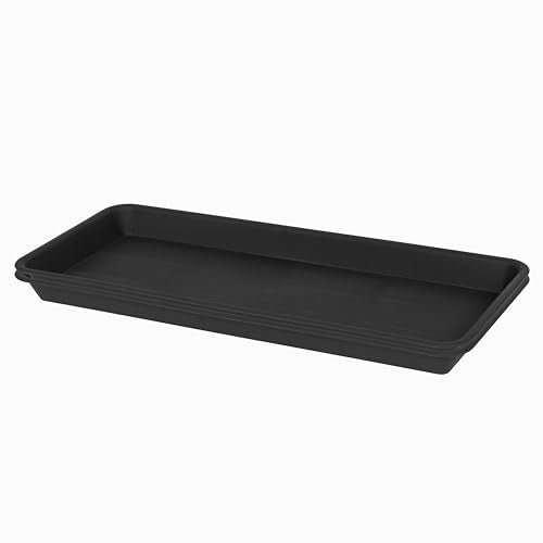 VUWEZ 2 Pack Plastic Plant Tray Saucer, Rectangular, Indoors Outdoor, Water Drip Tray for Flower Pot Planter, Windowsill (6.5 X 13 Inch, Black) - color: Black, size: 13'' x 6.5'' x 1.2'' (2 pack)