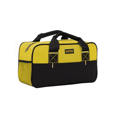 FASTECH 14 Inch Zipper Tool Bag, Small Wide Mouth Tool Tote Bag, Waterproof Tool Organizer Tote, Soft Handle Carrying Toolbag For Various Tools (Yellow) - size: Yellow