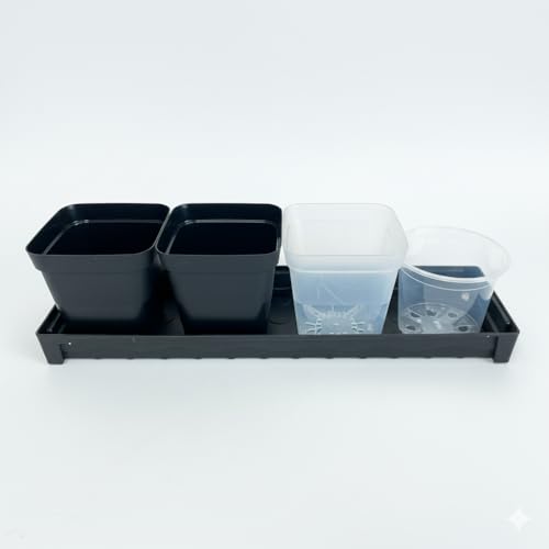 5 Pack Plastic Window Sill Saucer (16"x5.5"x1.5"), Rectangular Windowsill Plant Pot Trays with Removable Drainage Hole, Thick Plant Saucer Tray for 4 inch (10CM) Flower Seedling Pots (Black) - size: Trays (16"x5.5"x1.5") for 4 Inch Pots-5 Pack