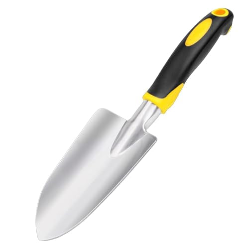 Garden Tool Shovel for Digging Gardening Trowel for Lawn Planting Alloy Spade Plastic Handle Anti Slippery - color: Yellow