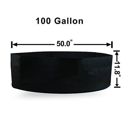 2-Pack 100 Gallon Large Non-Woven Grow Bags Reusable Thickened Durable Aeration Fabric Pot Black (100Gal_2Pcs) - color: 100gal_2pcs