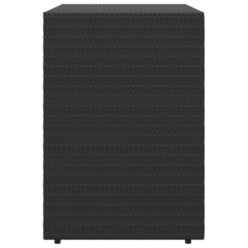 Poly Rattan Garden Storage Cabinet Black, Water Resistant Outdoor Cabinet with Acacia Wood Handles, Powder-Coated Steel Frame, 39.4x21.9x31.5 Inches - color: Black