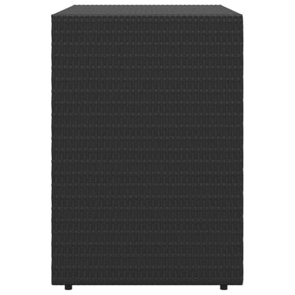 Poly Rattan Garden Storage Cabinet Black, Water Resistant Outdoor Cabinet with Acacia Wood Handles, Powder-Coated Steel Frame, 39.4x21.9x31.5 Inches - color: Black
