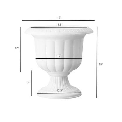 Root & Vessel Classic Urn, White, 19-Inch - color: White, size: 19 Inch