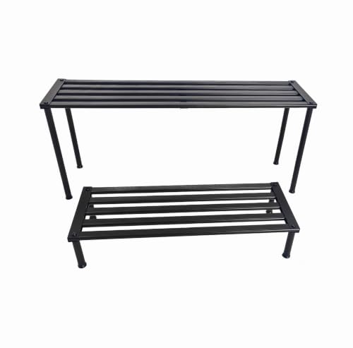 Metal Plant Stand, Rust-proof Aluminum Display Rack, Plants Display Stands Decoration Racks for Living Room Garden Balcony Patio (Ebony, 42.5-31.5Inch Set) - color: Ebony, size: 42.5-31.5Inch Set