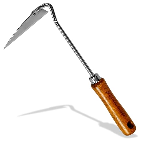 Japanese Weeding Tool Nejiri Gama Weeding Hoe Sharp Japanese Steel with Wood Handle, Nejiri Gama Weeding Sickle, Made in Japan, Hand Weeder Tool for Garden, Silver - color: Brown Nejiri Gama