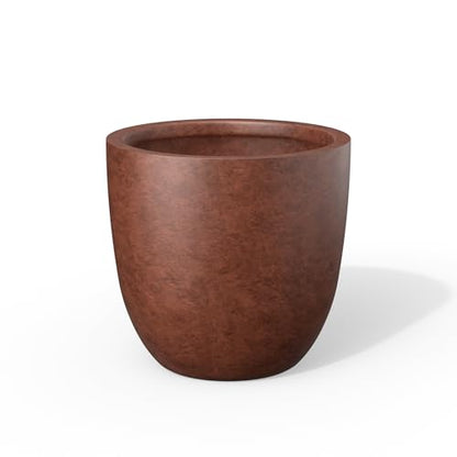 Kante Large Round Bowl Rusty Concrete Planter 18" Dia, Outdoor - color: Rusty, size: 18"d