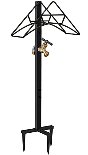 Artigarden Garden Hose Holder Stand with Brass Spigot Faucet Freestanding - style: With Faucet