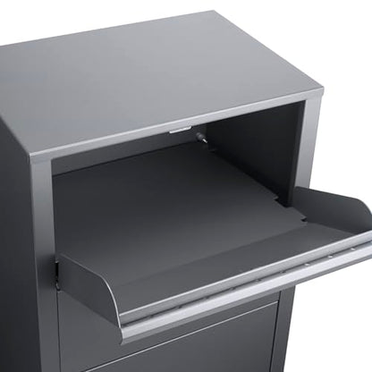 Gray Locking Parcel Drop Box for Porch, Storage Shed - color: Gray