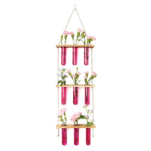 XXXFLOWER Wall Hanging Propagation Station with Wooden Stand Pink - color: Pink-9 Tube Vase