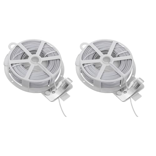 HARFINGTON 2pcs Twist Tie with Cutter 164FT (50m) Garden Plant Ties Wire - color: White, size: 164FT