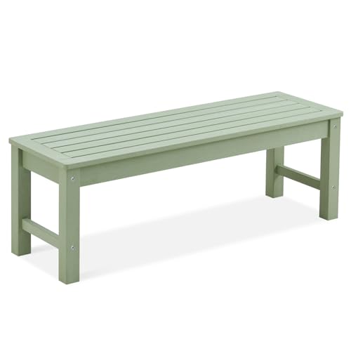 Psilvam 47" Backless Outdoor Bench for 2-Person, 700 LBS Capacity, Green - color: Green, size: 1 pack