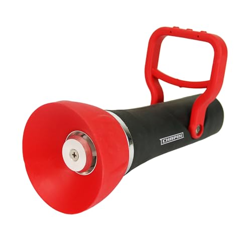 Chapin 4697: Industrial High Flow Firefighter Style Garden Hose Nozzle, Classic Fireman Style Grip Nozzle with Threaded Garden Hose Connection, Adjustable Twist Nozzle, Up to 250 PSI, Red/Black - style: Firefighter Style