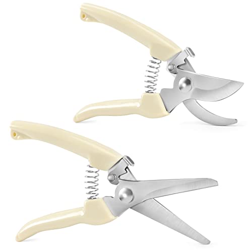 Premium garden shears, meperez pruning scissors gardening tools, pruners for flower, bushes, rose and fruit tree, use for florist, yard and orchard the plant clippers, sharp steel anvil snips