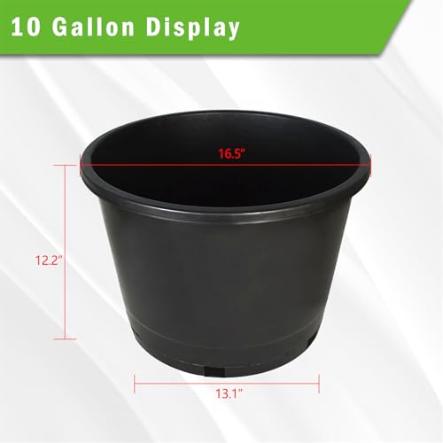 10 Pcs 10 Gallon Short Pots for Plants, Sturdy Plastic Planter Pots with Drainage Holes, Large Plastic Planters, Garden Planter Pots for Seedlings, Succulents - size: 10 Pcs 10 Gallon Short